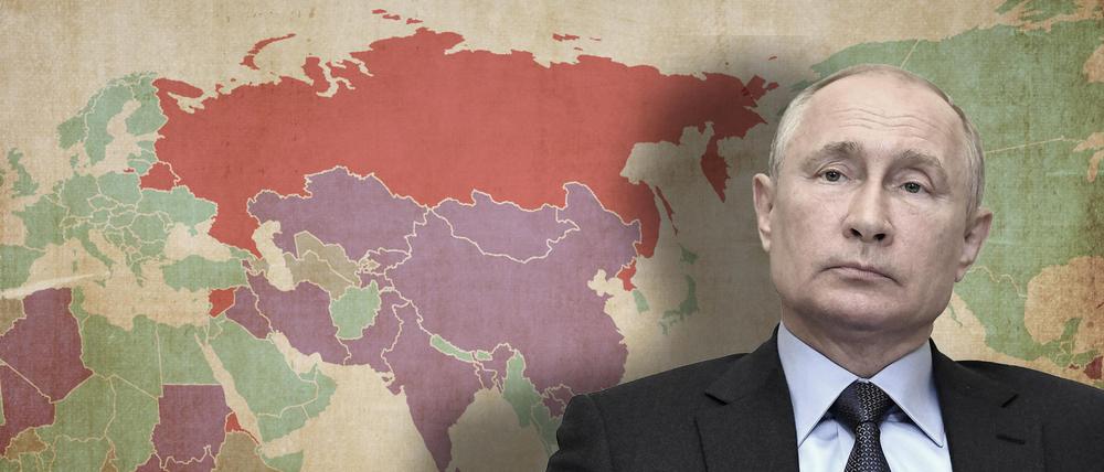 
Eine eingefärbte Weltkarte zeigt, welche Staaten Putins Angriffskrieg verurteilen. Gestaltung Tagesspiegel/ K. Schuber | Foto: Alexei Druzhinin/Kremlin Pool via www.imago-images.de