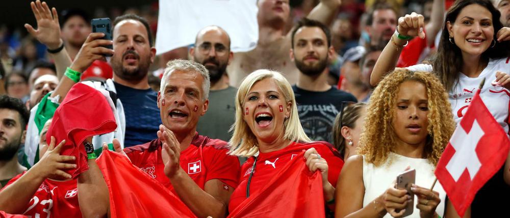 Fans der Schweiz während des Achtelfinalspiels gegen Frankreich