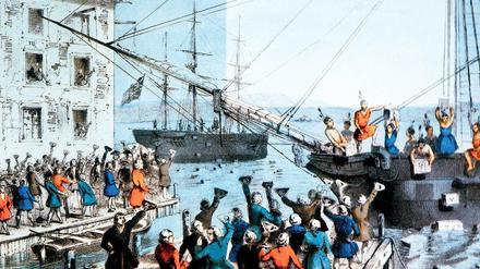 Abgebrüht. Bei der Boston Tea Party kippten 1773 als Indianer verkleidete Bürger die Teelieferung der britischen Kolonialherren ins Meer. Kippen die Bostoner nun auch die Olympiabewerbung? 