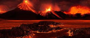 Vulkanismus in Sibirien setzte eine Kette von Ereignissen in Gang, die vor rund 250 Millionen Jahren zum Aussterben der meisten Arten des Zeitalters Perm führten. (Illustration)