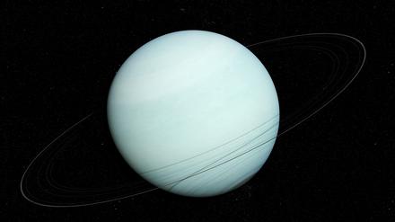 Uranus hat ein mehr als 60-fach größeres Volumen als die Erde, enthält aber nur etwa 14,5-fach mehr Masse als der Gesteinskörper unseres Planeten.